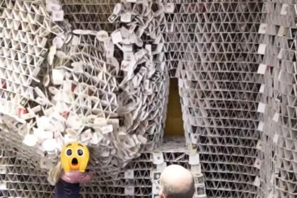 Girl Topples Giant Beer Mat Tower in Viral Jenga Challenge