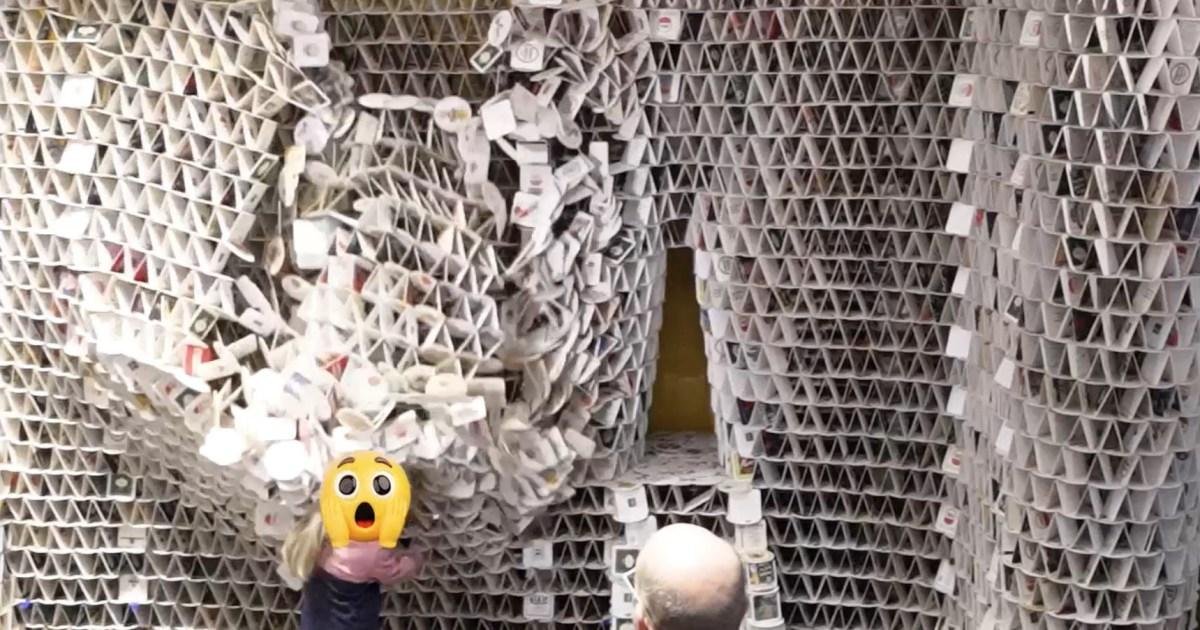 Girl Topples Giant Beer Mat Tower in Viral Jenga Challenge