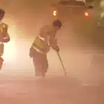 NW Calgary Water Main Break Creates Slippery Hazard for Firefighters