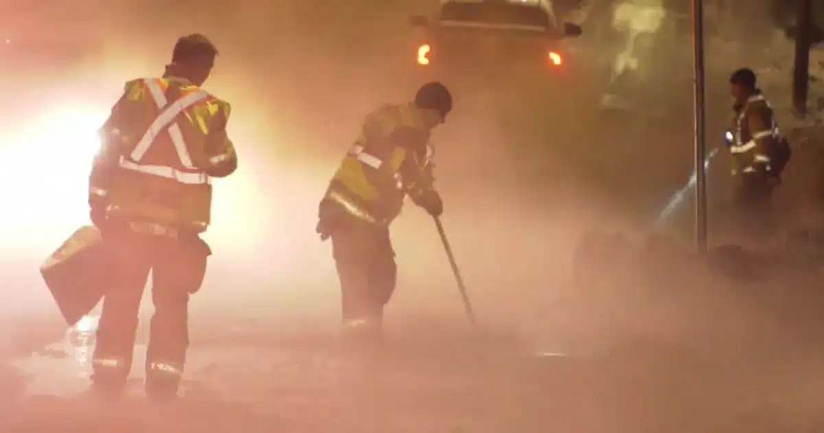 NW Calgary Water Main Break Creates Slippery Hazard for Firefighters