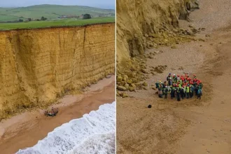 Geology Students Defy Warnings Under 150ft Crumbling Dorset Cliff