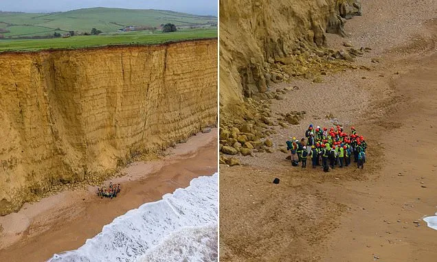 Geology Students Defy Warnings Under 150ft Crumbling Dorset Cliff