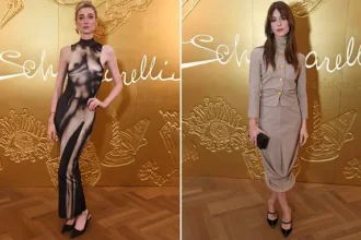 Elizabeth Debicki Stuns in Nude Illusion Dress at Schiaparelli Gala