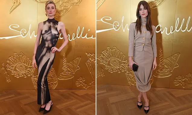 Elizabeth Debicki Stuns in Nude Illusion Dress at Schiaparelli Gala