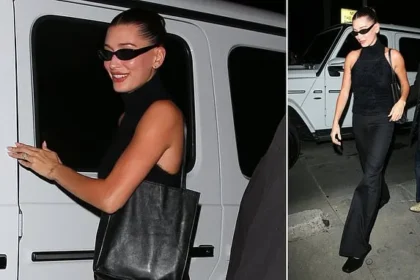 Hailey Bieber Attends Church Solo in Sleek All-Black Outfit