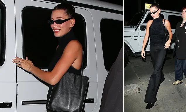 Hailey Bieber Attends Church Solo in Sleek All-Black Outfit