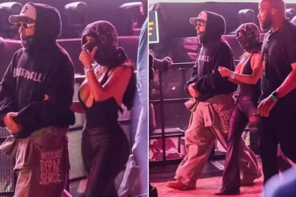 Kim Kardashian Arm-in-Arm with Lewis Hamilton at Bieber Coachella Set