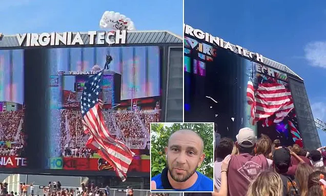 Skydiver Survives Jumbotron Crash at Virginia Tech Game