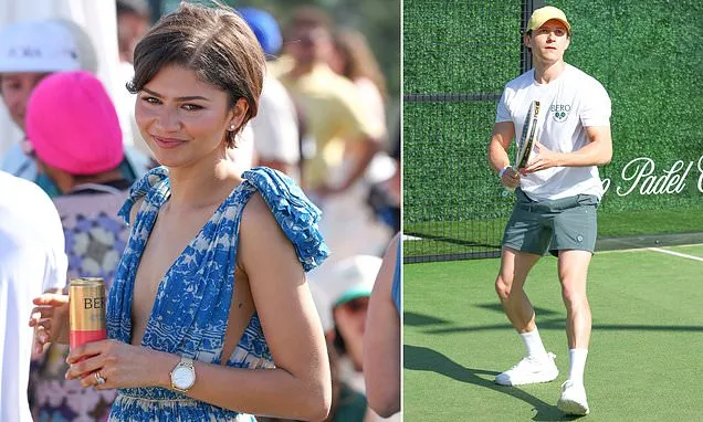 Zendaya Flashes Wedding Ring in Plunging Dress at Tom Holland Padel Match