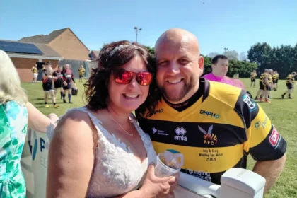 Bride Cheers Husband’s Rugby Win in Wedding Dress Hours After Vows