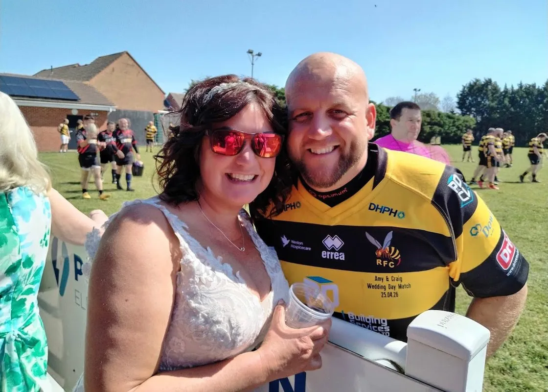 Bride Cheers Husband’s Rugby Win in Wedding Dress Hours After Vows
